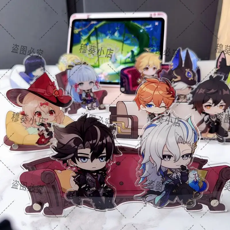 MiHoYo Genshin Impact Preview Live Broadcast Guest Or Host Magnetic Sofa Sitting Character Acrylic Fridge Sticker Desk Ornament