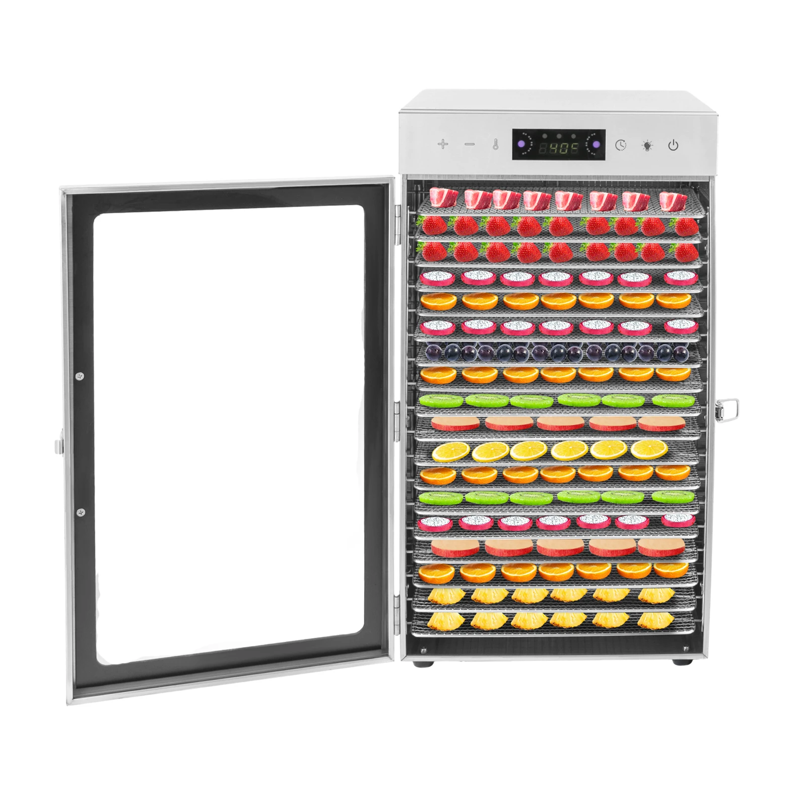 

Дегидратор для пищевых продуктов из нержавеющей стали с 18 сетками, мощные дегидраторы мощностью 800 Вт с фиксатором для фруктов, овощей, трав