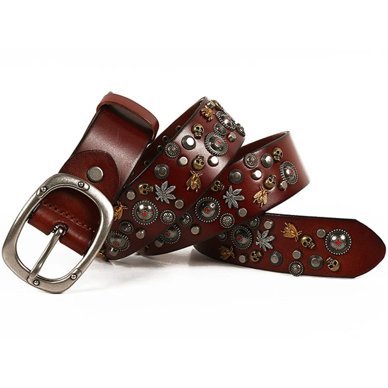 genuine-cow-leather-bling-skull-bee-shape-studded-belt-for-western-women-men-luxury-ceinture-rivet-cowgirl-cowboy-punk-belts