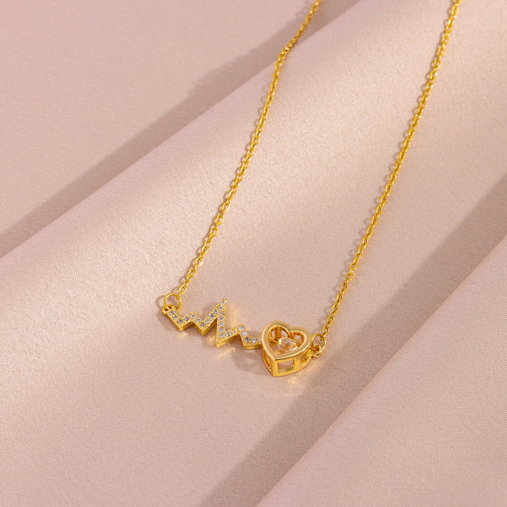Cute Gold Color Love Heart Pendant Necklaces For Women Ladies Romantic Wedding Jewelry Female Clavicle Chain Girls Party Gifts