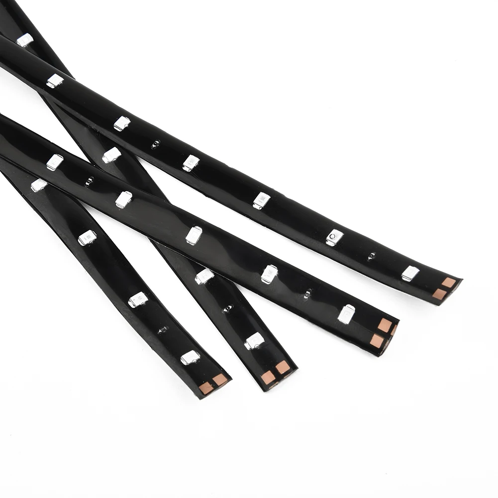 Lampu garis LED 30cm, 4 buah dekorasi eksterior mobil fleksibel lampu hijau kendaraan tahan air praktis