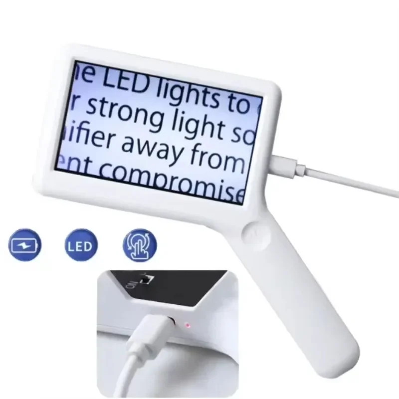 2026 3X 5X 10X 4.3 Inch Screen Handheld Electronic Reading Magnifier With Rechargeable LED Light