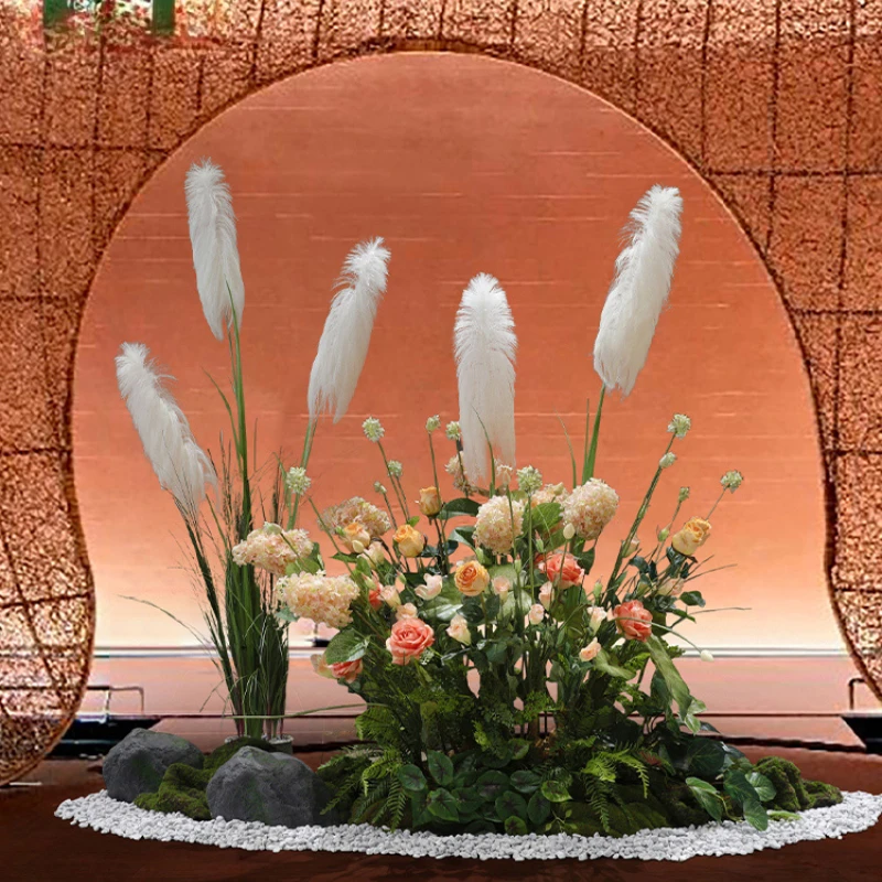 Plant Landscape Large Green Plant Outdoor Net Red Reed Garden Landscape Decoration Artificial Flower