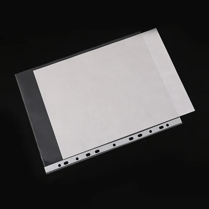 

100Pcs A4 11 Holes Loose Leaf Plastic Punched Pockets Folders Documents Sheet Protectors Filing Transparent Folder Bag