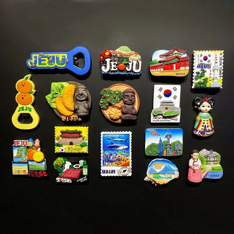 Korea 3D Fridge Magnets Tourism Souvenir Resin Refrigerator Magnets Sticker Collection Handicraft Gift Decoration Articles
