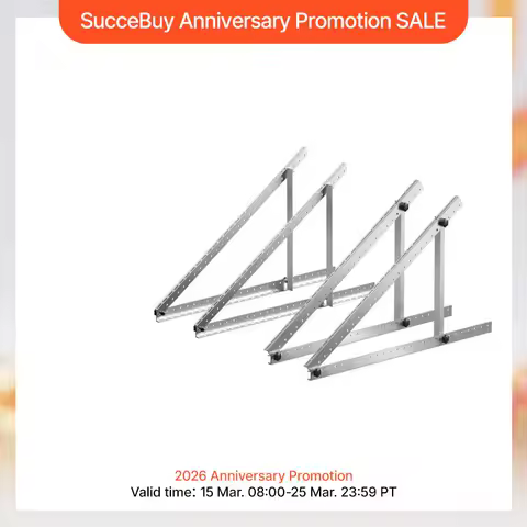 SucceBuy 2 Sets Solar Panel Mounting Bracket 45-Inch 0 t 90&deg; Adjustable Support 100-400W Panels Aluminum Bracket for RV Off-Grid