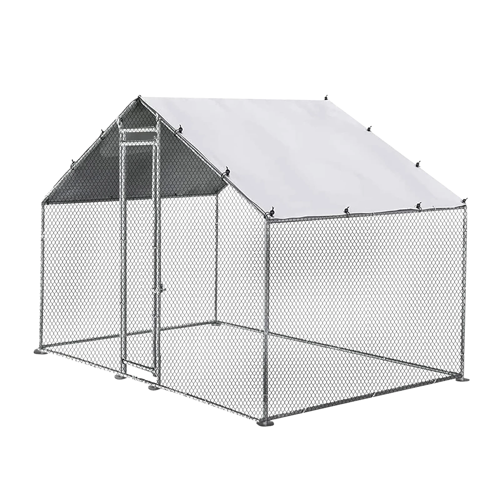 3M×2M×2M Metal Chicken Coop Run with Roof Heavy‑Duty Metal Frame Outdoor Backyard Poultry Pen for Chicken Duck Rabbit