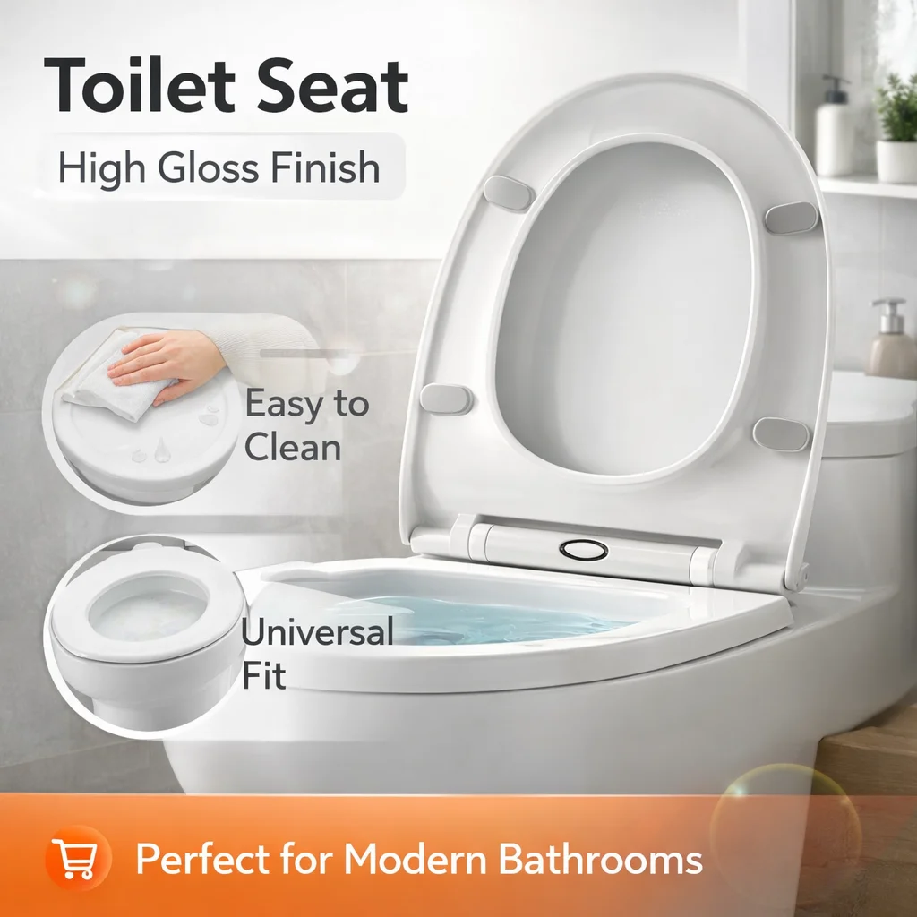 

Household Toilet Seat Replacement, Sturdy Plastic Toilet Lid, Universal Fit Most Home Bathroom Toilets