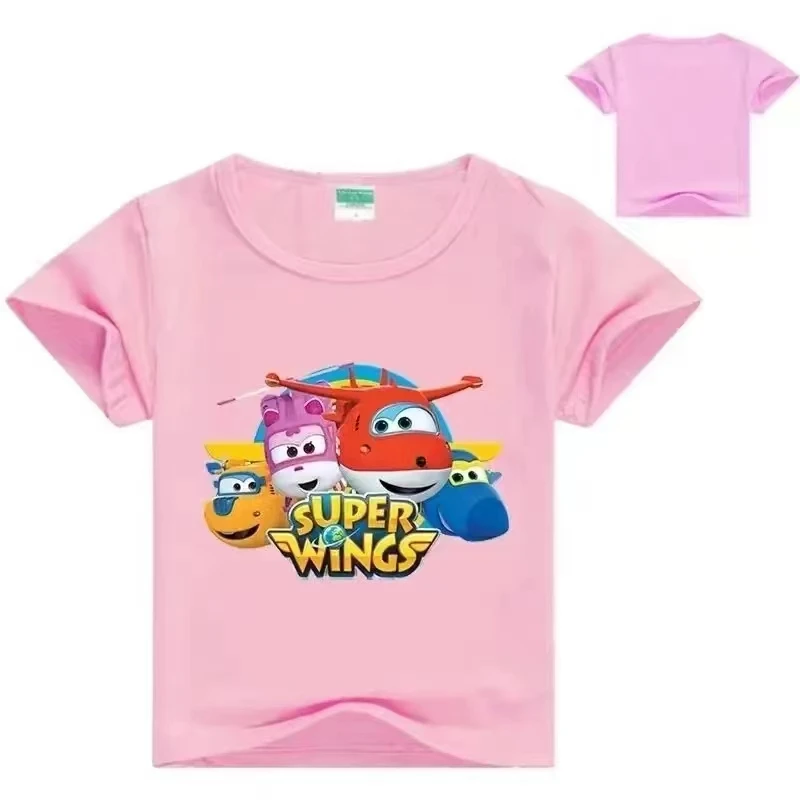 Boys T Shirt Summer Super Wings Cotton T-shirt Kids Funny Harajuku Fashion Short Sleeve Top Boys&Girls Tee Tops 4-12 Years