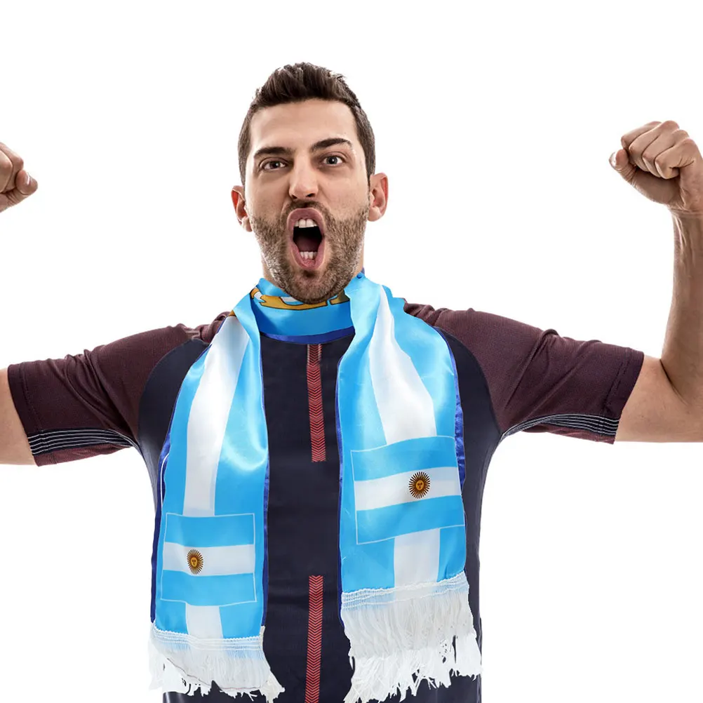 

4pcs Soccer Knit Scarf Germany Flag Fans Satin Cheerleading Scarf National Football Team Party Favors Trendy Accessory