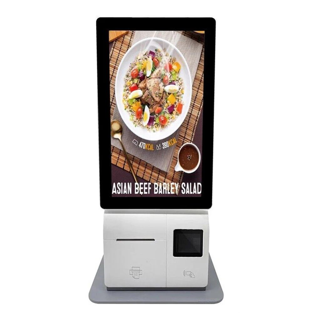 15.6 inch self order kiosk, self service terminal with touch screen Android or windows OSD, 58-80 mm printer, barcode scanner