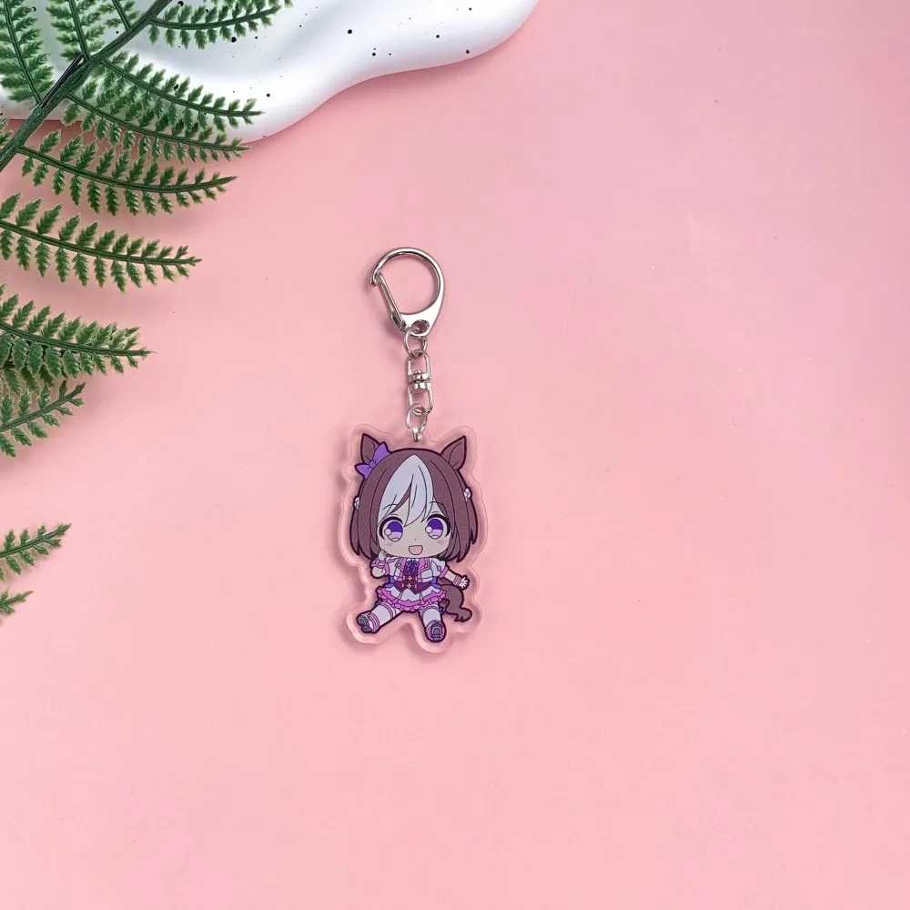 1/15Pcs Anime Figures Pretty Derby Acrylic Keychain Cute Backpack Pendant Funny Bag Charms Accessories Decoration Holiday Gifts