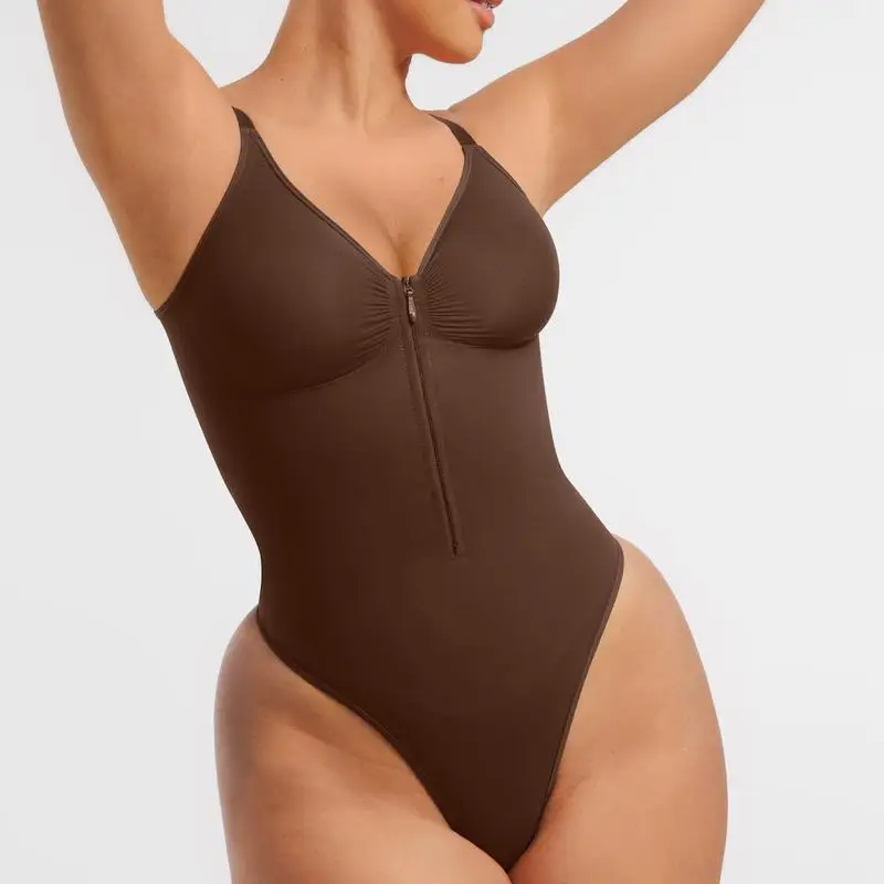 Sexy high elasticity zipper tight Vneck suspender waist cinching slimming bodysuit women's corset vest Yoga sets control oneself