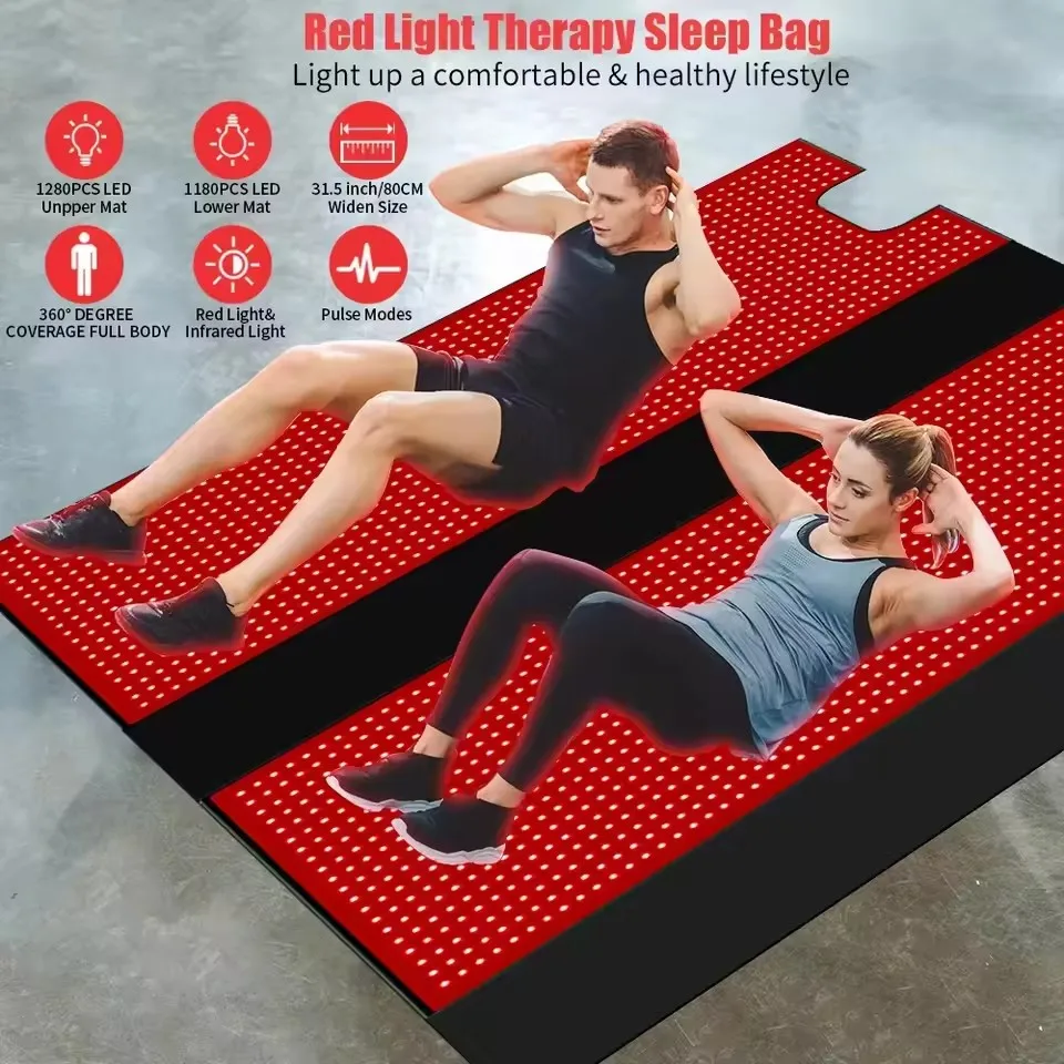 Übergroße Rotlichttherapie-Matte LED 660&850nm Nahinfrarot-Schlafsack-Decke Ganzkörperpflege Große Pads für Heimfitness