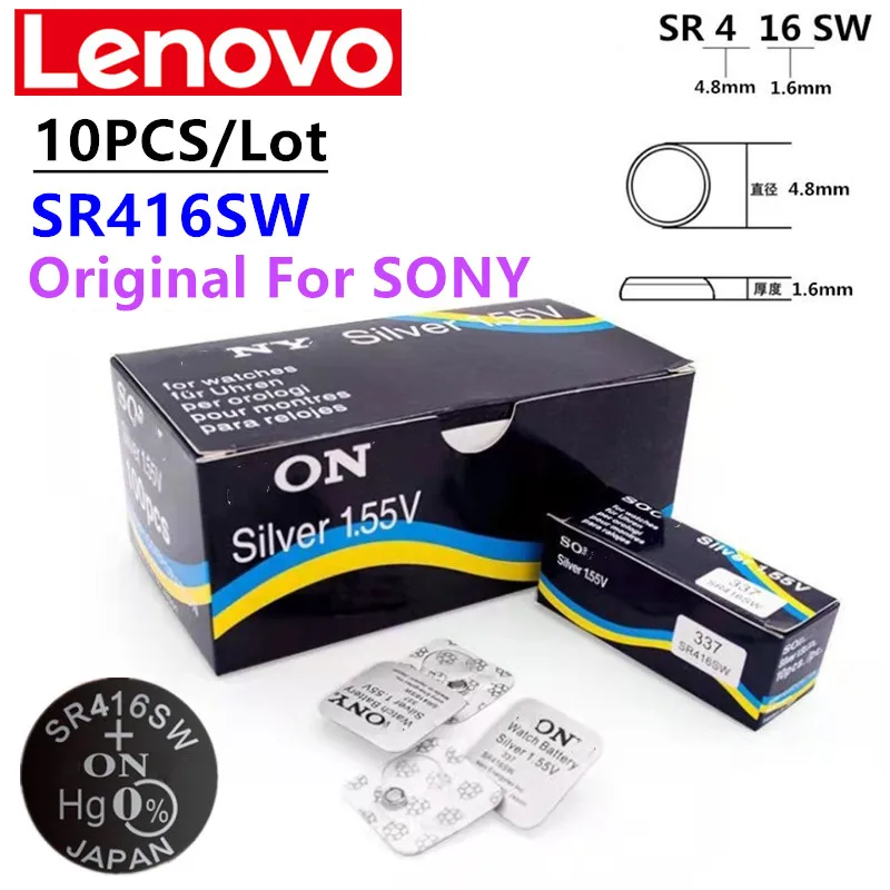 10pcs Original For SONY 337 SR416SW AG6 LR416 337A Silver Oxide Button Cell Batteries For LED Headphone Watch Battery Swiss Made