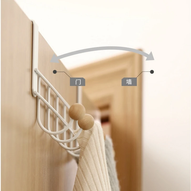 Home Door 2/4 Hook Rack Metal Clothes Storage Rack Portable Bedroom Kitchen Bathroom Door Clothes Hat Hook Cabinet Door Rack