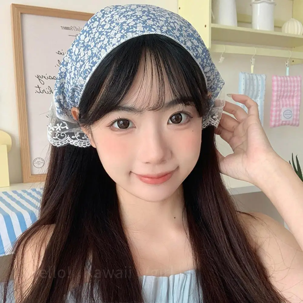 

French Lace Triangle Hair Scarf Women Girls Spring Summer Korea Hair Band Sweet Scarf Kerchief Women Girl Headscarf Headdress