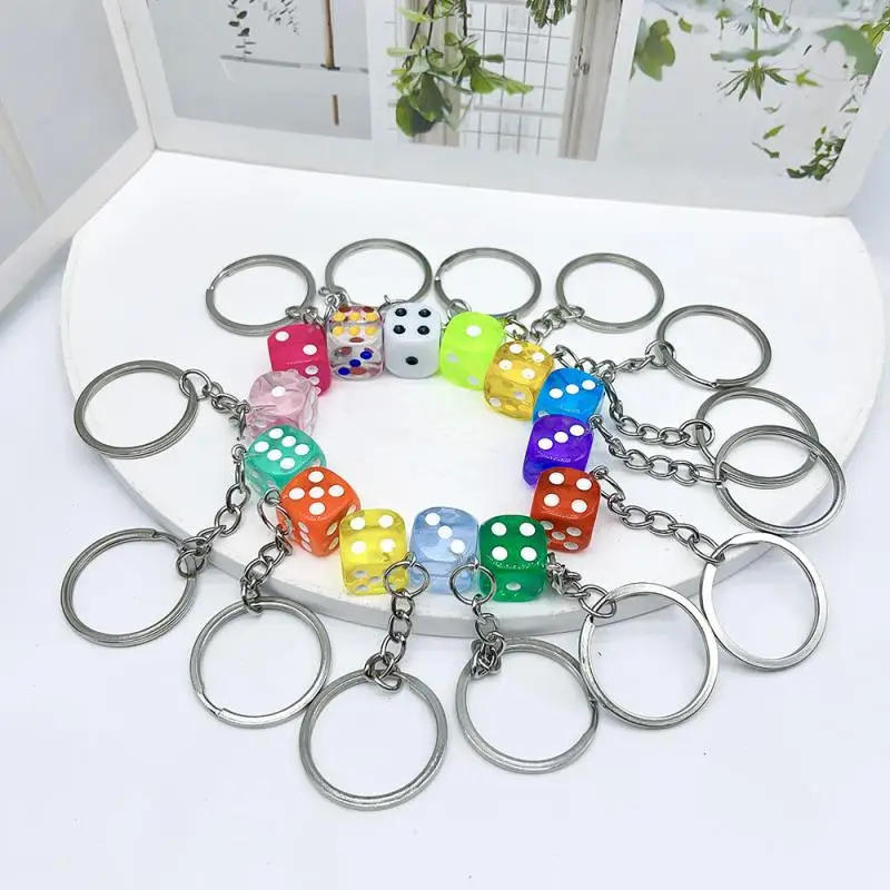 

Creative Small Accessory For Car Keychain Mini Pendant Backpack Hangings Keyring Originality Acrylic Dice Key Chain Ring Gift