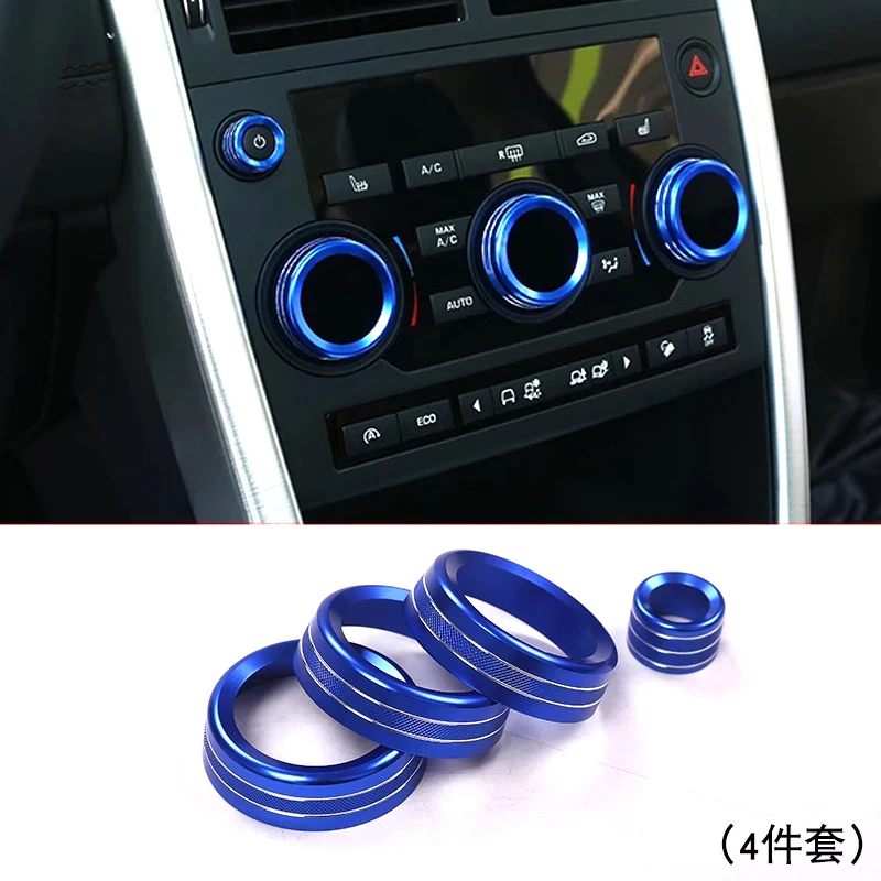 4Pcs Center Air Conditioning Volume Knobs Audio Circle Cover Trim Car Ring For Land Rover Discovery Sport 2015 2016 2017 2018