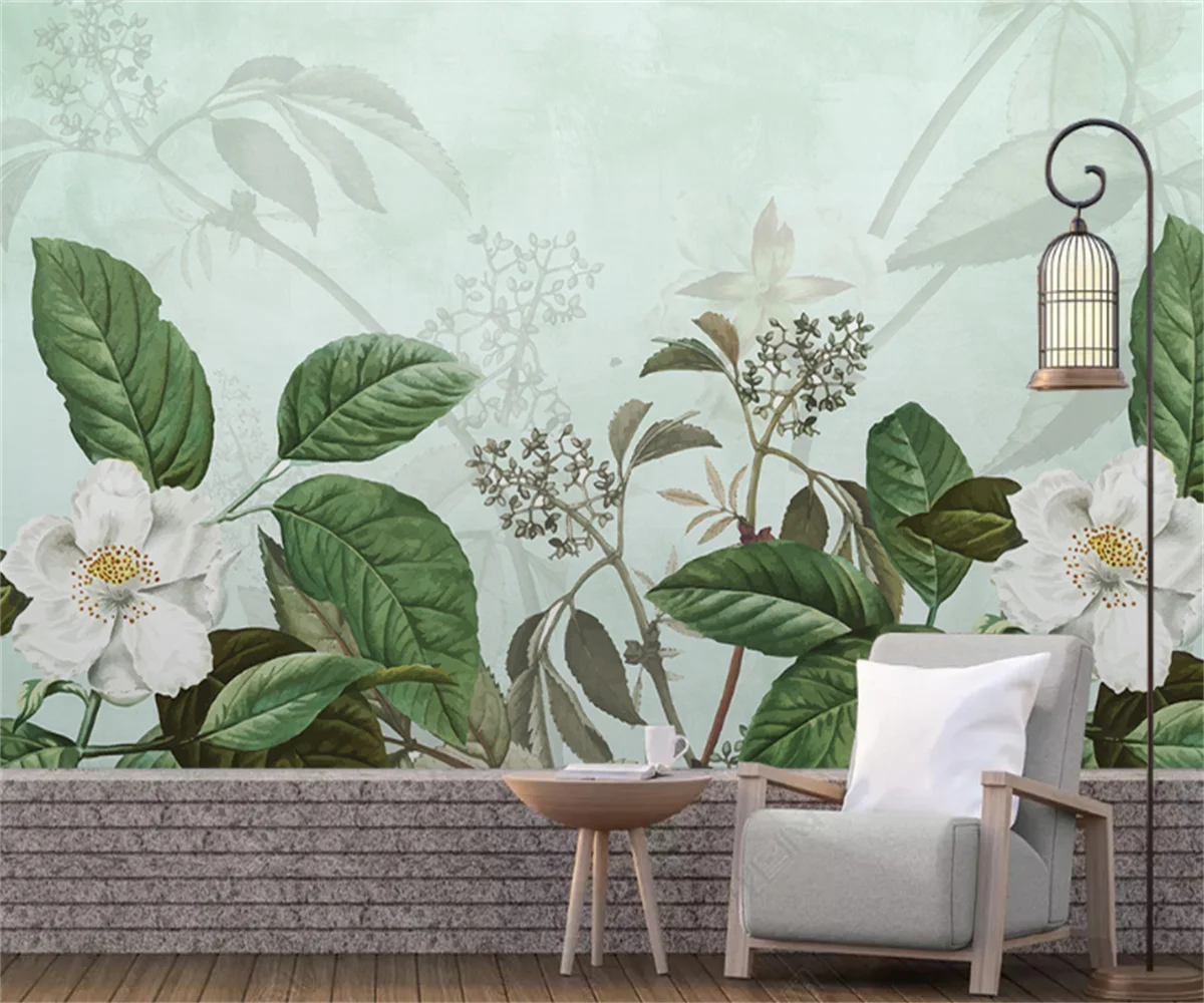 

Customize any size 3D wallpaper murals American pastoral style nostalgic hand-painted plant background wallpaper stickers parede