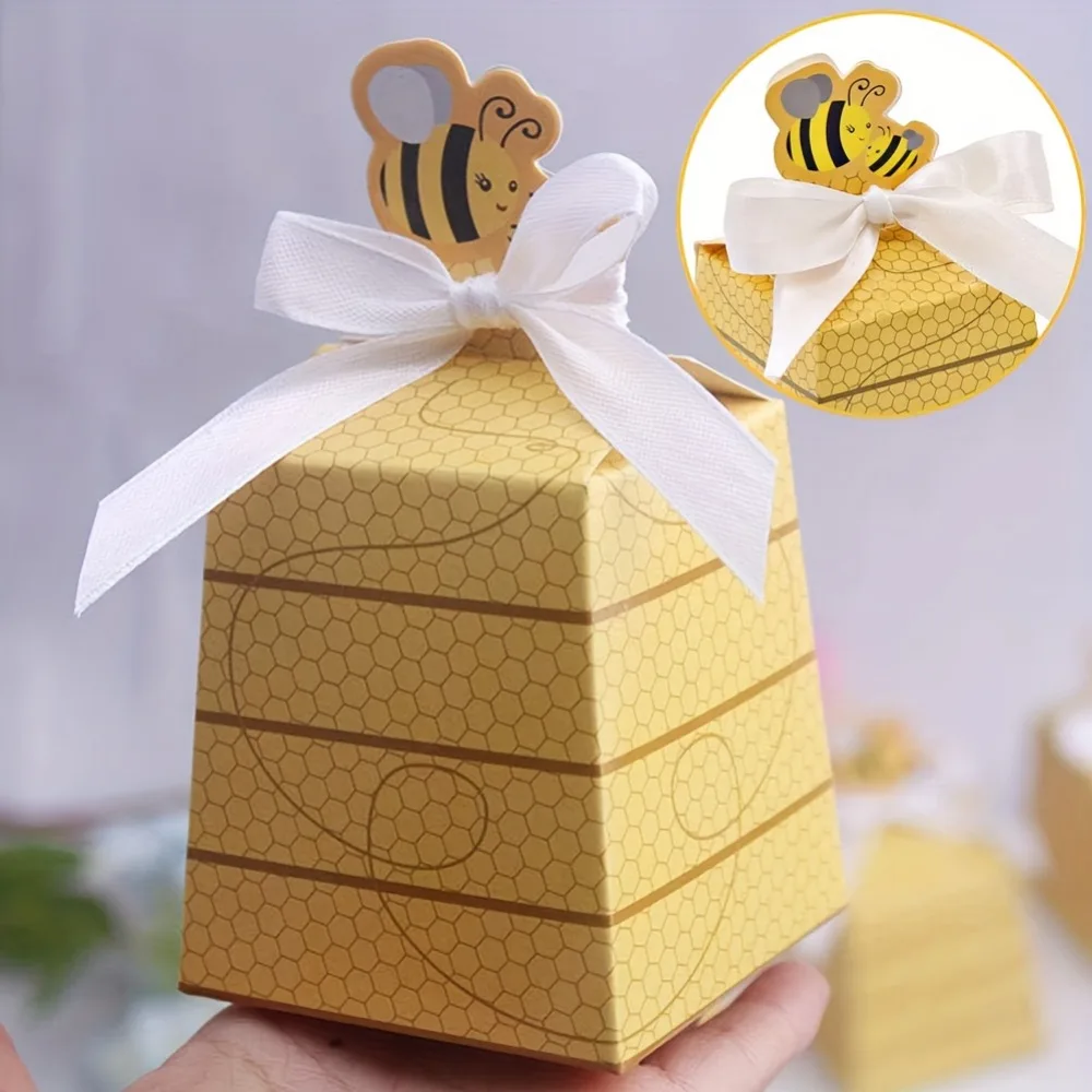 10 pcs, Little Bee Theme Party Birthday Wedding Theme Gift Candy Biscuit Packaging Box, Small Business Supplies, Packaging