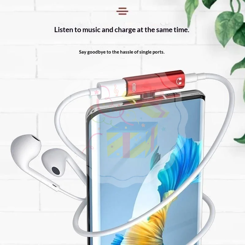 Dual Type C Audio Charging Adapter 2 in 1 USB C Splitter for Gaming Phone Headset Fast Charging Universal for Android Devices