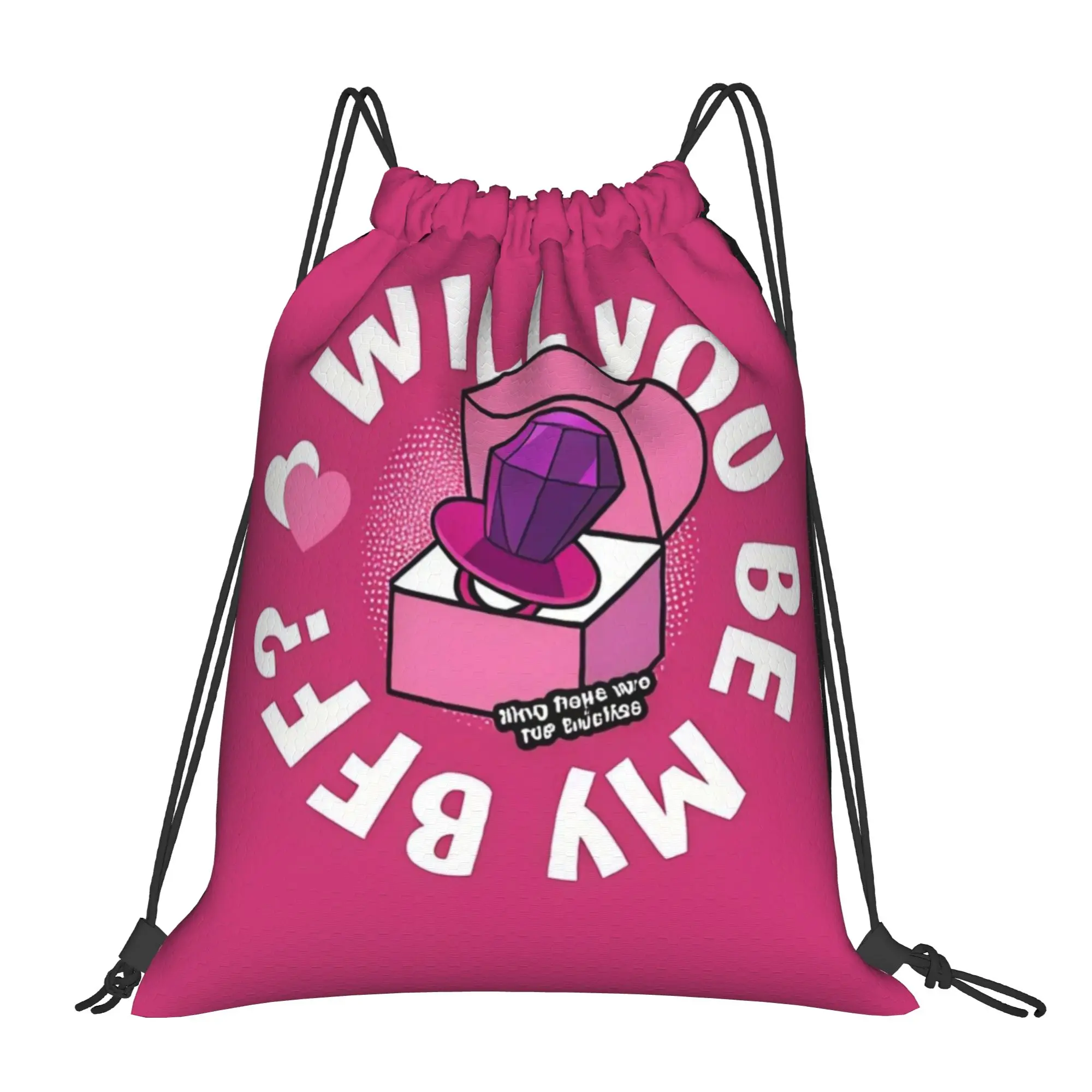 bBazooka Ring Pop Will You Be My BFF Candy Portable Hiking Riding Gym Drawstring Storage Sporty Backpacks