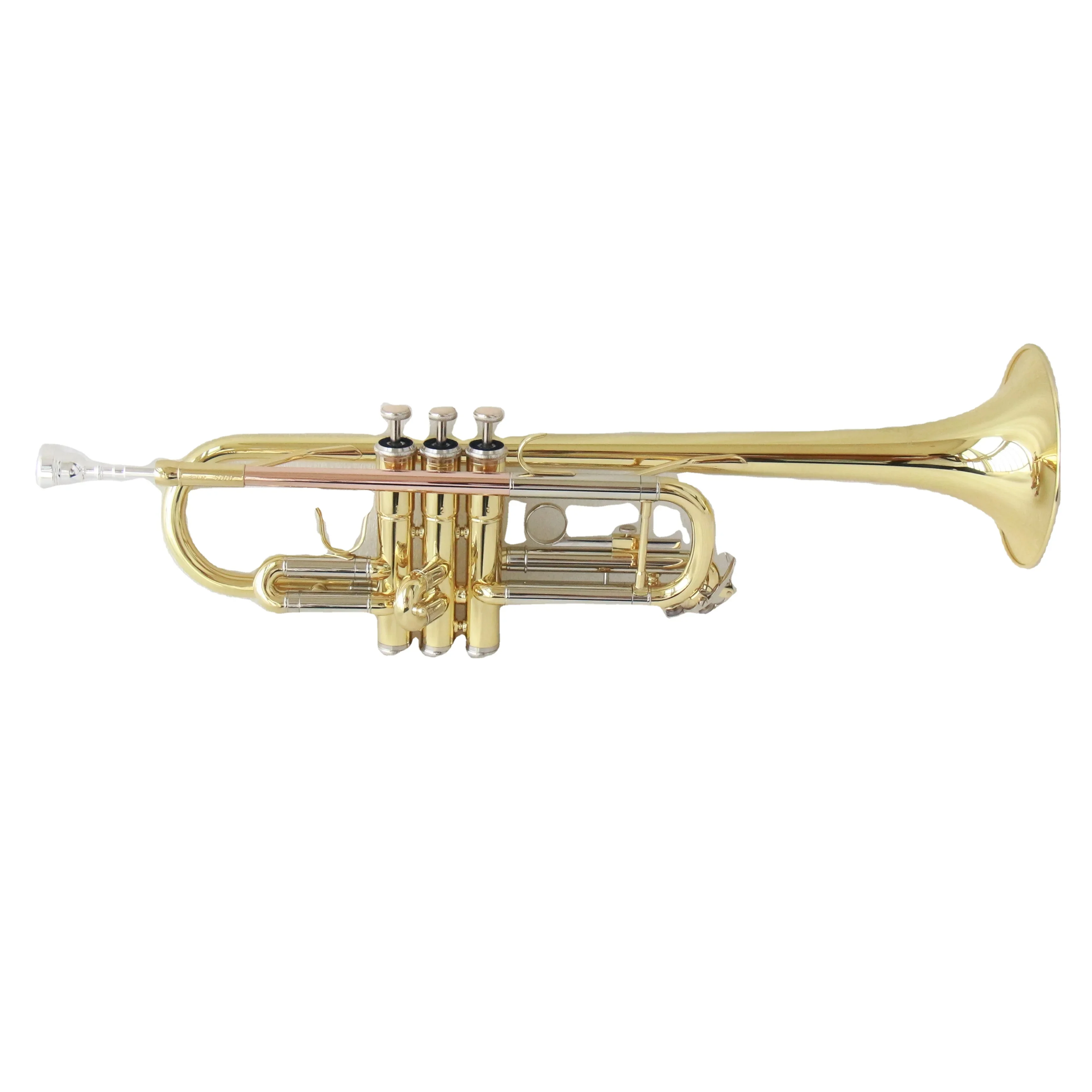 High quality professional trumpet instrument bb Brass Body Gold lacquered trumpet with Shell Inlay