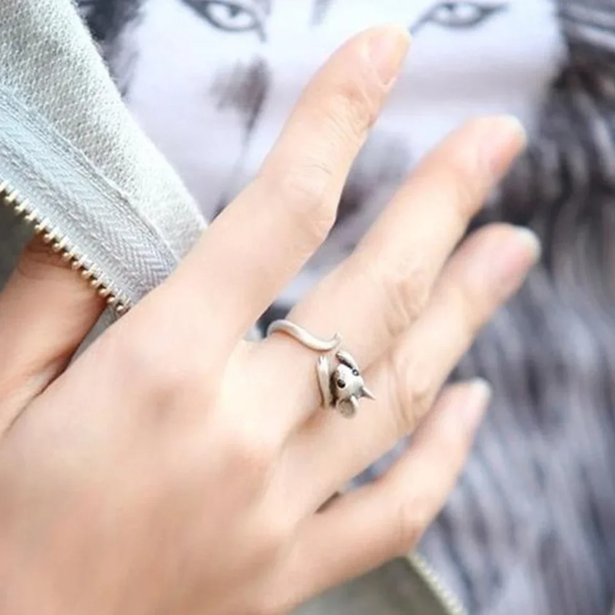 New 2026 European American Vintage Mouse Ring Adjustable Hip Hop Party Opening Style Fashion Gold Color Metal Accessory
