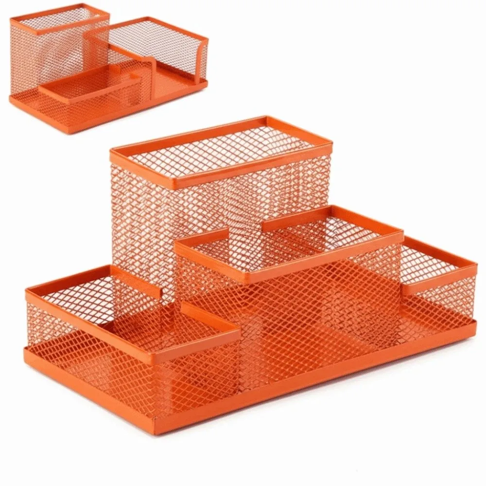 3/4 Grid Metall Mesh Stift Halter Ausgehöhlt Große Kapazität Schreibtisch Schreibwaren Organizer Kreative Platzsparende Augenbraue Bleistift Rack