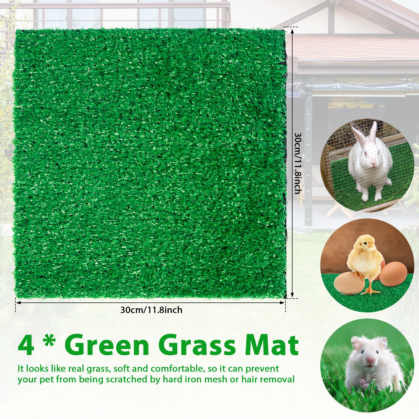 4Pcs Artificial Grass Mat for Dogs 11.81×11.81 Inch Fake Grass Pee Pads Self-Drainage Synthetic Turf Mat with Drain Hole Indoor