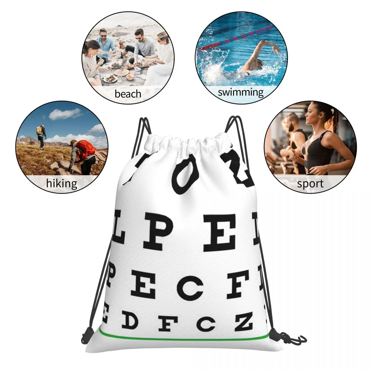 Eye Chart Backpacks Multi-function Portable Drawstring Bags Sports Bag Book Bags For Travel School