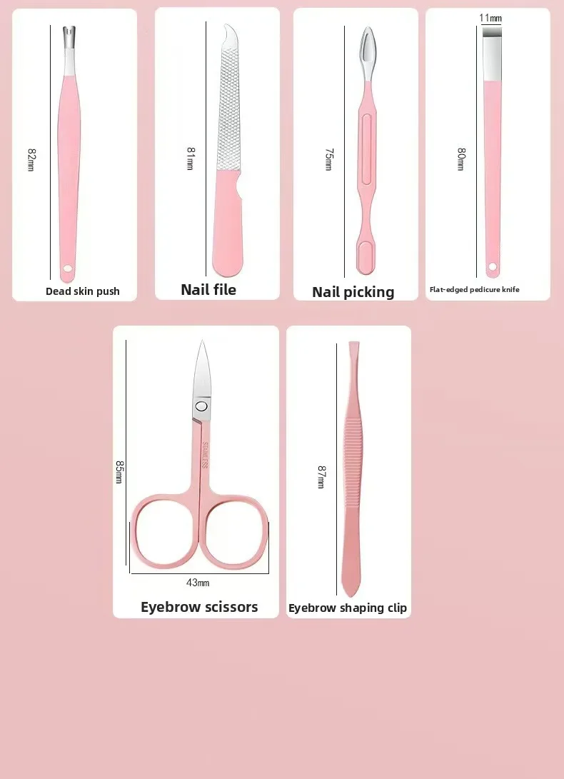 14-teiliges Set Edelstahl-Nagelknipser-Set mit Aufbewahrung Ergonomisches Design Gerade Klinge Langlebiges Maniküre-Werkzeug Weihnachtsgeschenk – Detail 6