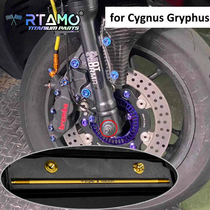 

RTAMO Titanium Bolt M10 Front Axle with nut for Yamaha Cygnus 6th Front Shaft Set