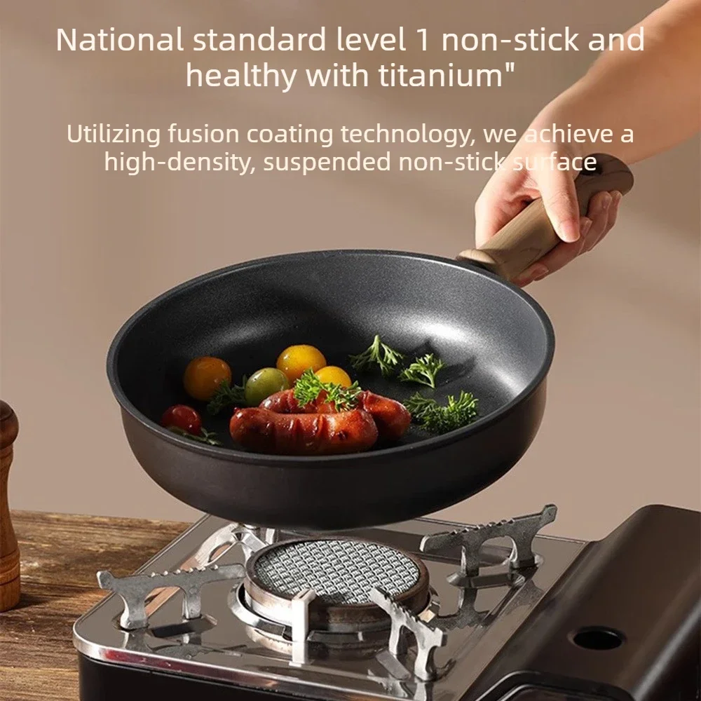 New titanium wok non-stick household fried steak fried egg special titanium lightweight induction cooker pan All Stove Types
