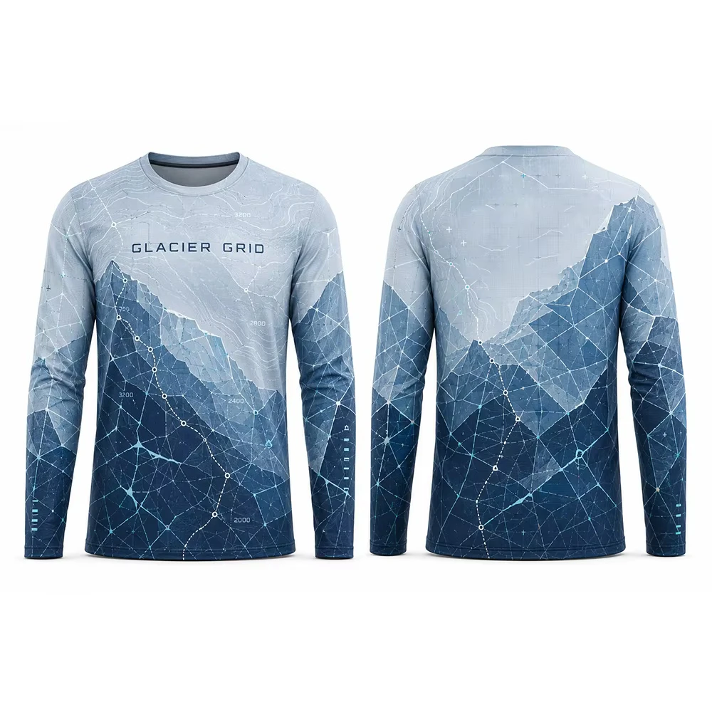 Men's breathable long sleeved T-shirt, personalized landscape letter printed sports top