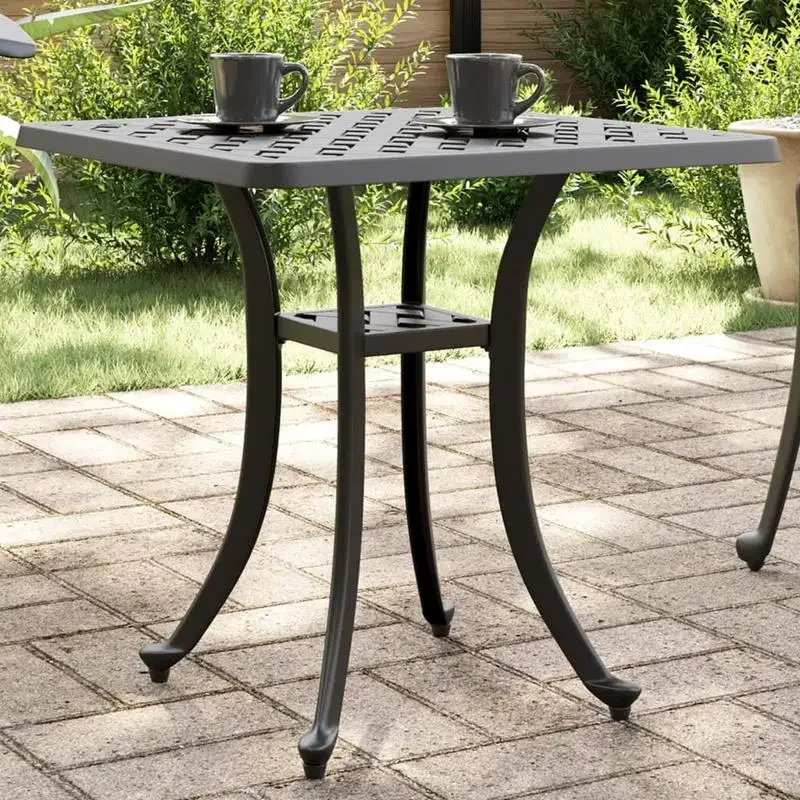 Table de salle à manger extérieure moderne en aluminium moulé pour jardin, terrasse, balcon - Finition noire élégante, meuble durable et