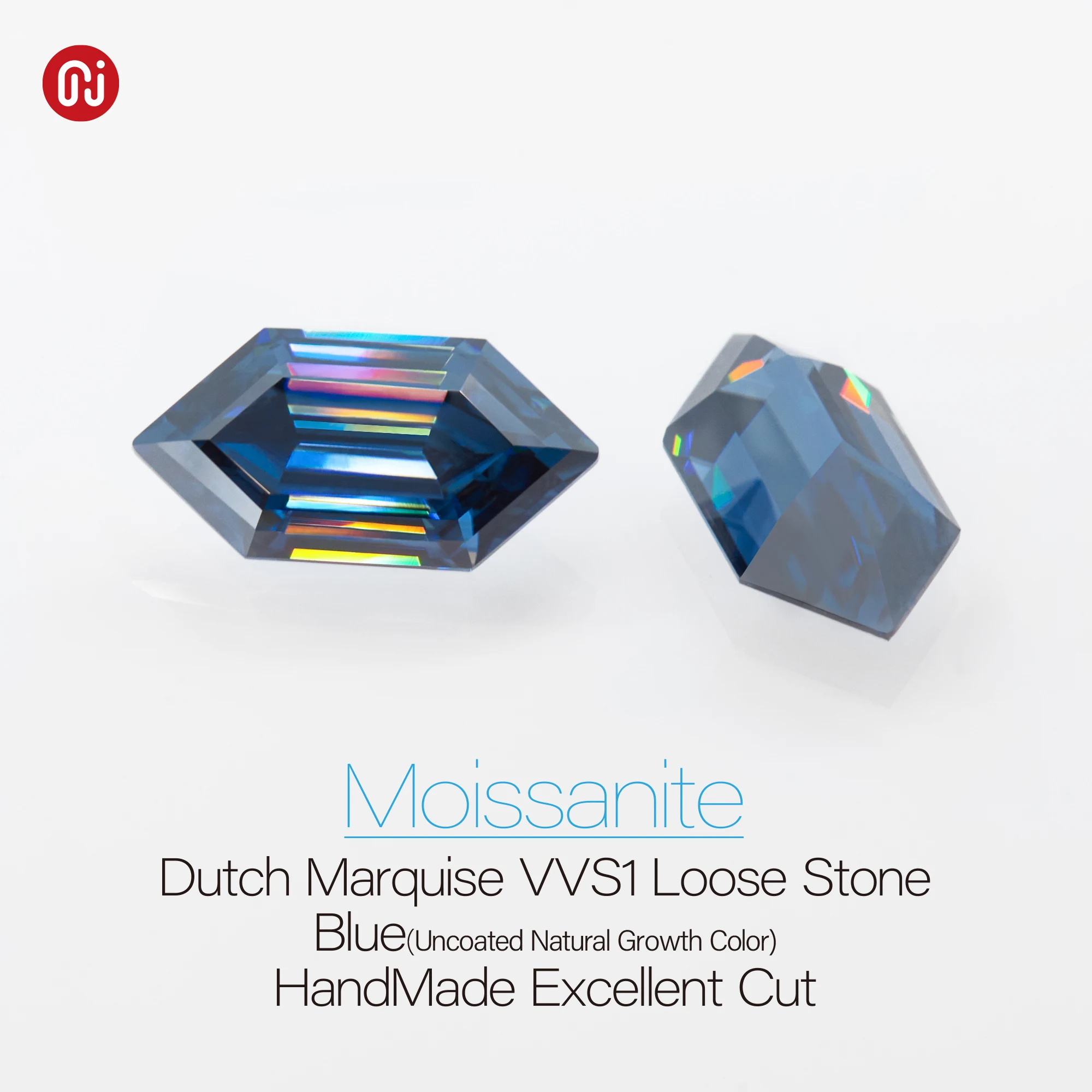 GIGAJEWE Hand-Cutting Dutch Marquise Blue VVS1 Moissanite Premium Gems Loose Diamond Test Passed Gemstone For Jewelry Making