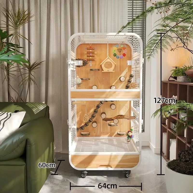 2026 Premium Natural Wooden Metal Bird House With Spacious Outdoor Design Living Room Pattern Print All Seasons For Pet Toys