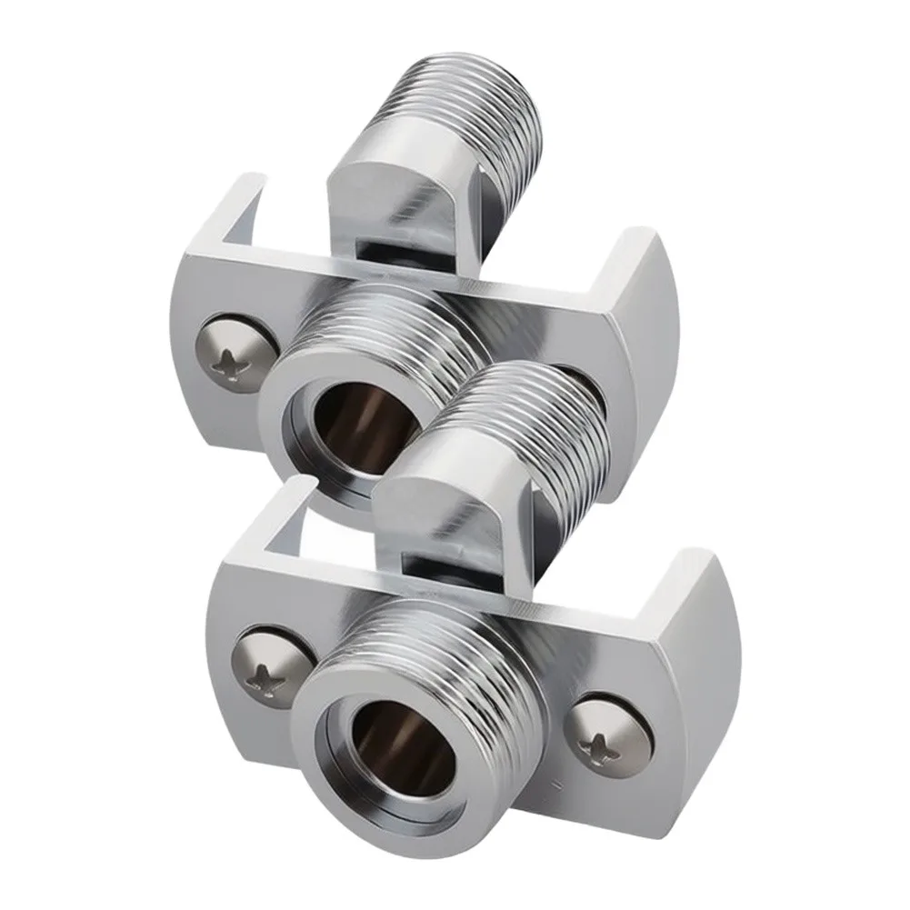 2 pcs G1/2 Brass Curved Joint Shower Adapters with Silvery Decorative Covers for Shower Arm and Mixer Connections