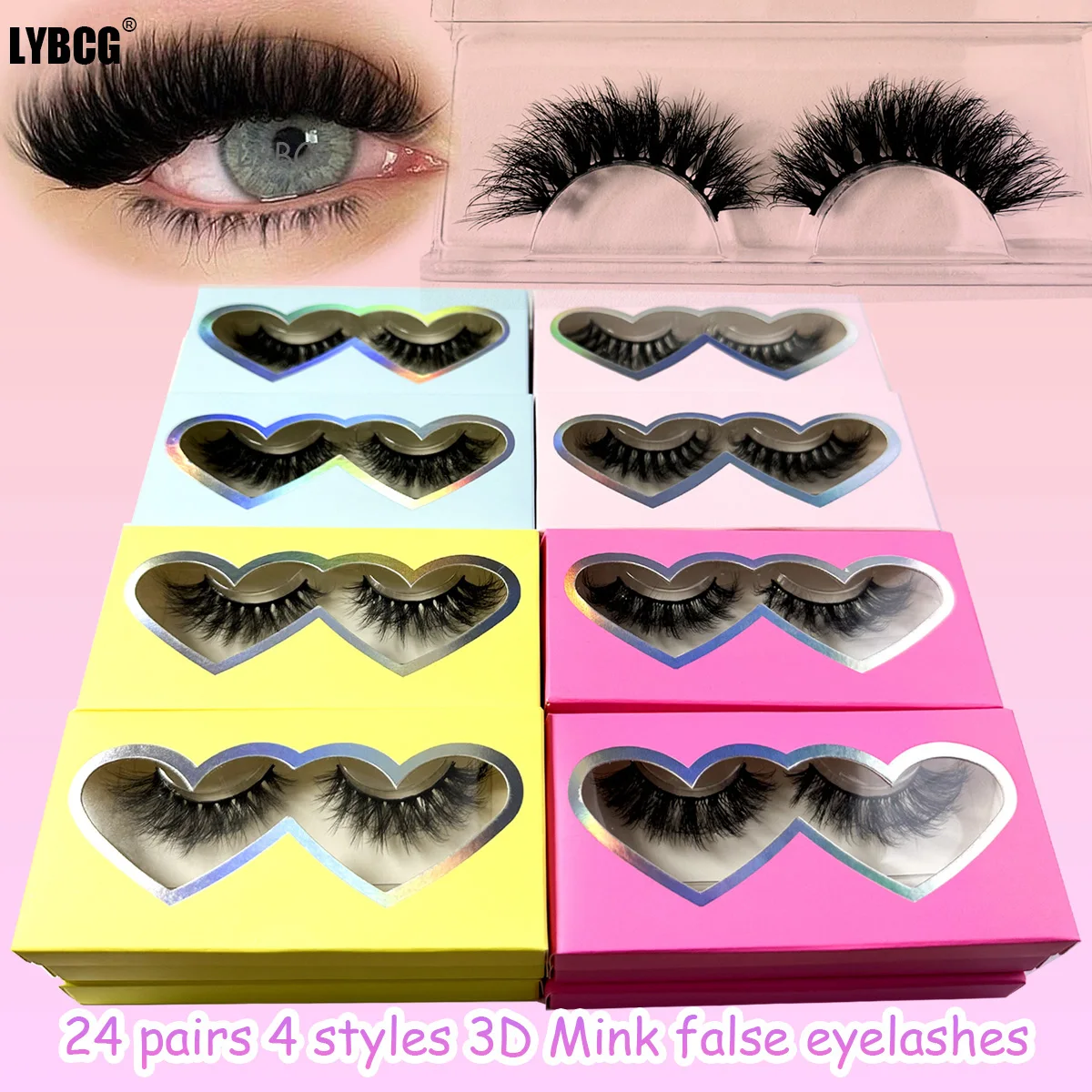 2/6/24Pairs 4 Styles Wispy Faux Mink False Eyelashes Mixed Dramatic Thick Curled Fluffy Strip lashes Multipack for Eyes Makeup