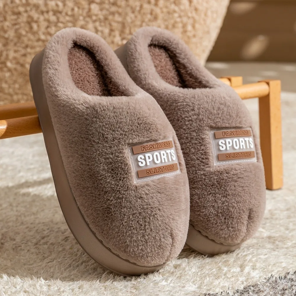 

Coldproof Soft Plush Couple Slippers Bow Fluffy Slides Winter Warmer Slippers Thickened Furry Warm Home Cotton Shoes Gift