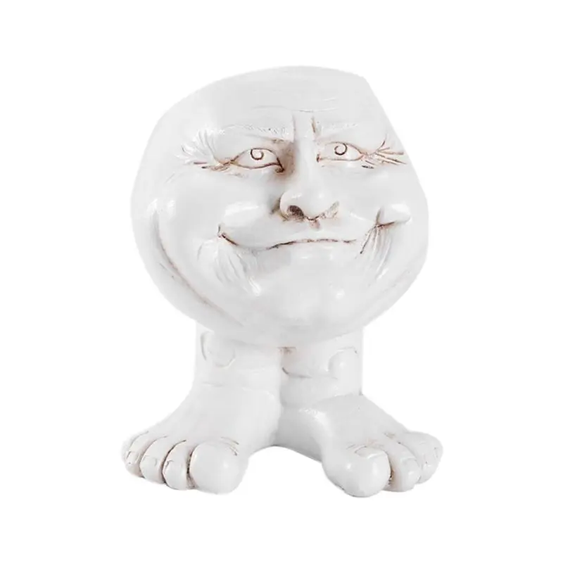 

BAAJ-Funny Face Resin Sculpture In Flower Pot With Funny Expression Garden Supplies