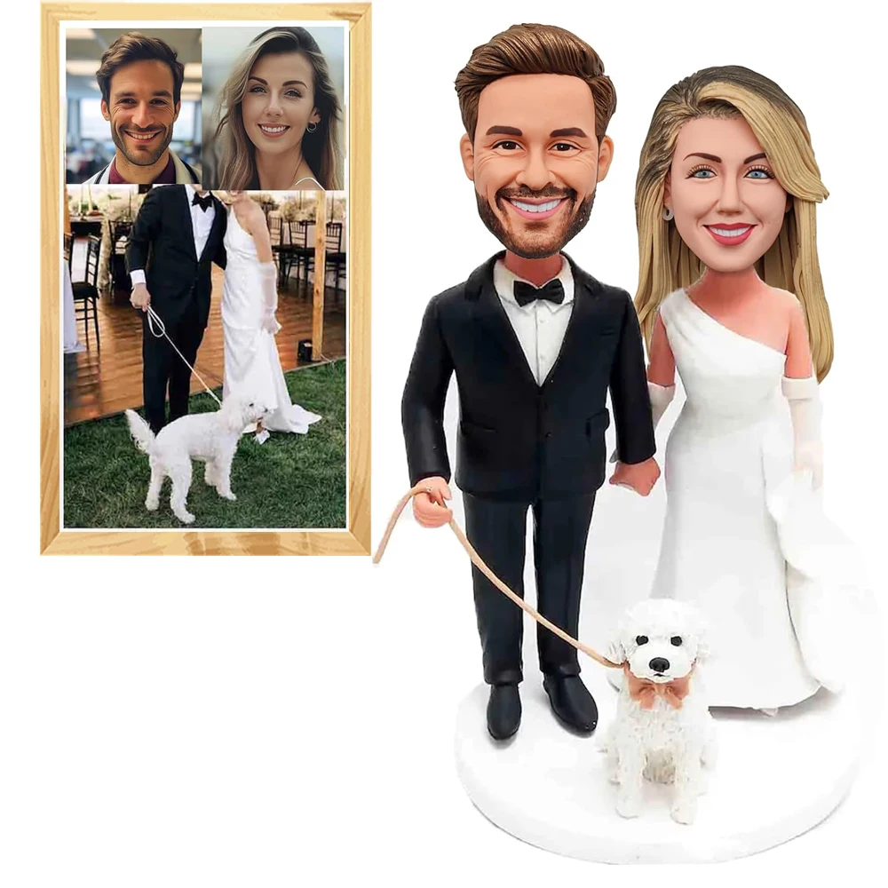 Couple Owner and Dog Bobblehead Personalized Pet Master Bobblehead,Pet Lovers Memorial Anniversaries Birthday Gift