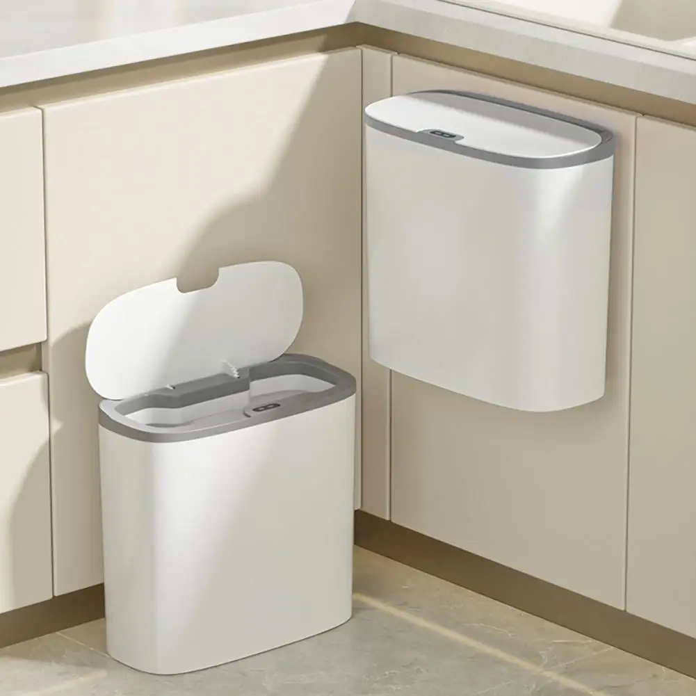 Automatic Sensor Trash Motion Sensor Trash With Automatic Lid Wall-mounted Narrow Gap Garbage Bin Hands-free Kitchen Bathroom