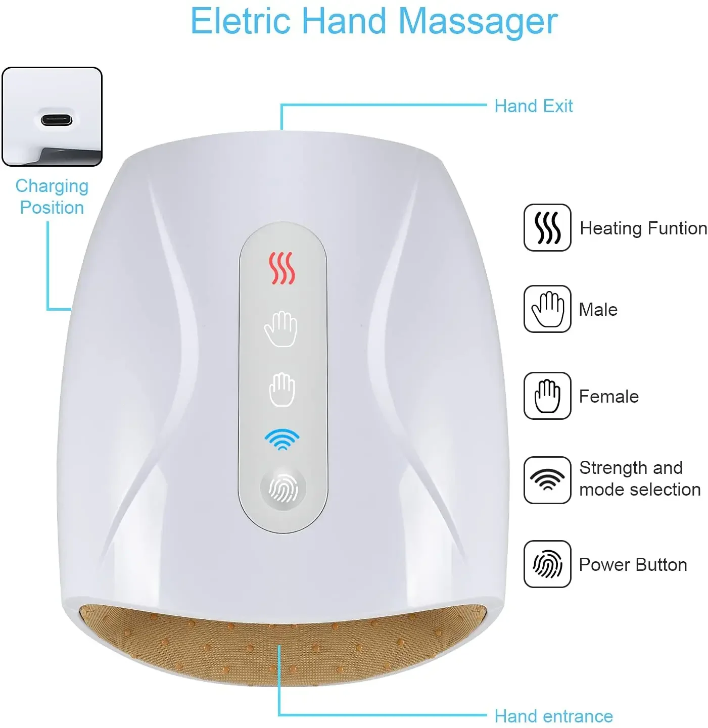 Electric Wireless Heated Hand Massager Compression and Heating Massage Machine for Finger Wrist Hand Relaxation Massage