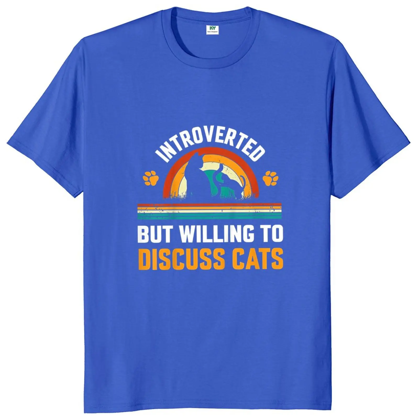 Introverted But Willing To Discuss Cat T Shirt Funny Cat Lovers Vintage Graphic T-shirts EU Size Summer Cotton Casual Tops