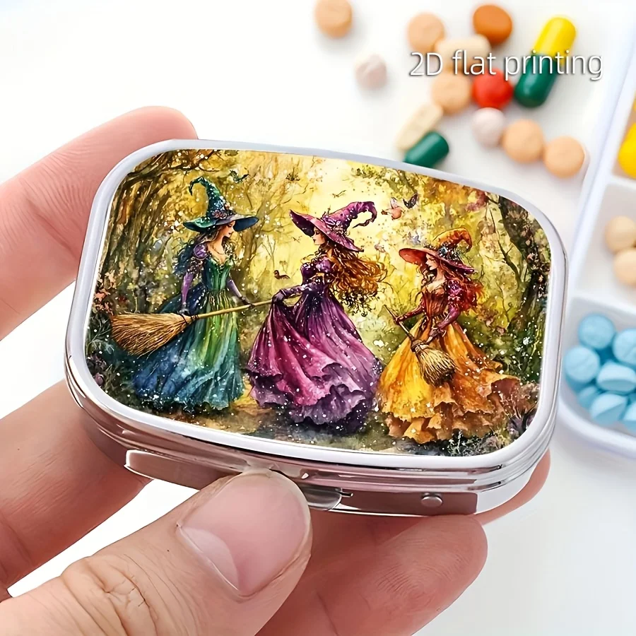 1 Happy Witch Pill Box, Portable Travel Pill Box, Small and Cute, Can Be Placed in a Wallet or Pocket, Medicine and Vitamin Storage Box