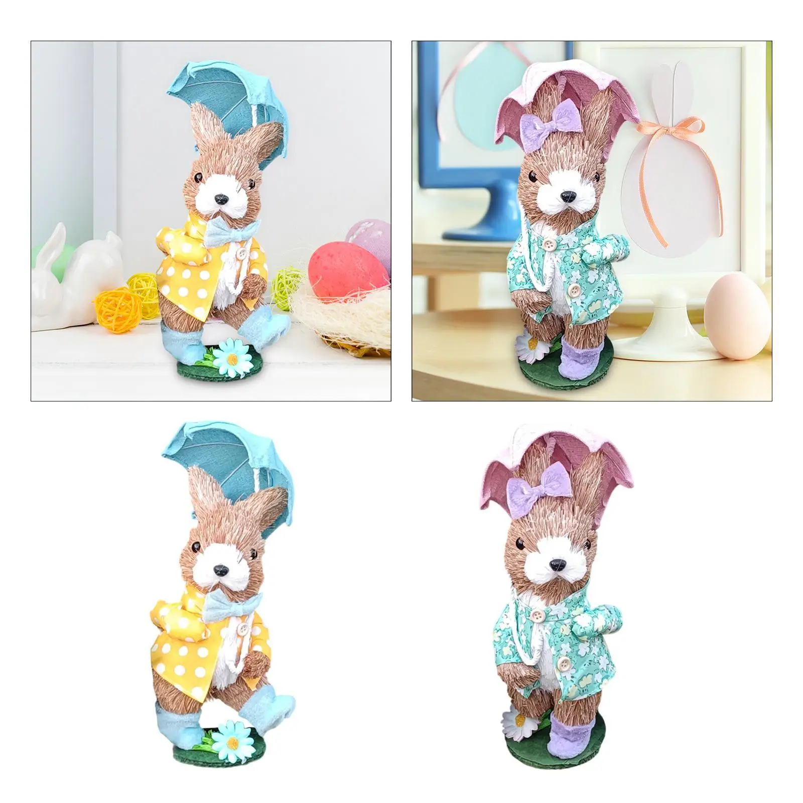 Easter Bunny Figurine Creative Standing Rabbit Statue for Desk Shelf Bedroom