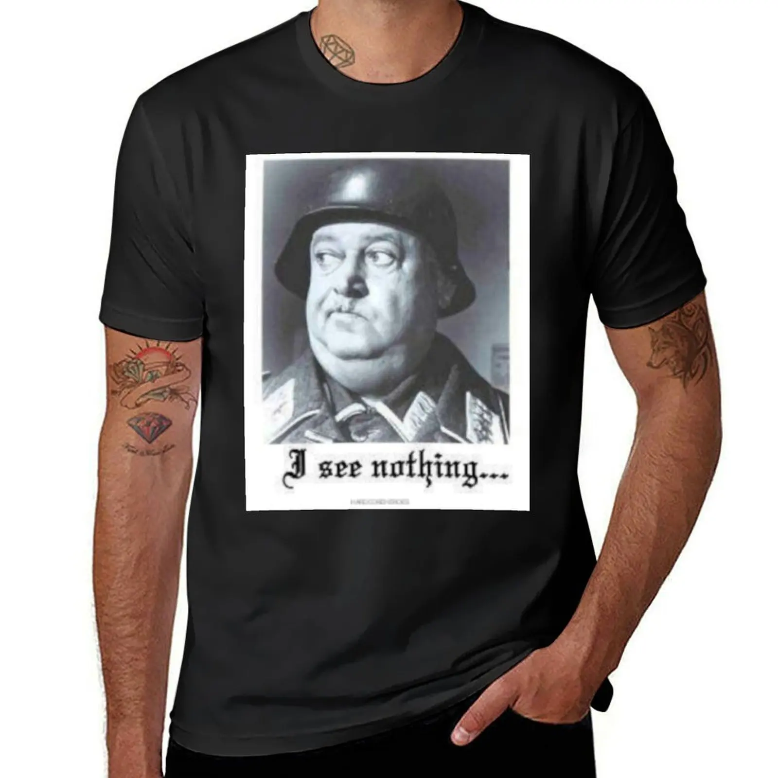 SGT SCHULTZ I SEE NOTHING T-Shirt anime Aesthetic clothing T-shirt men